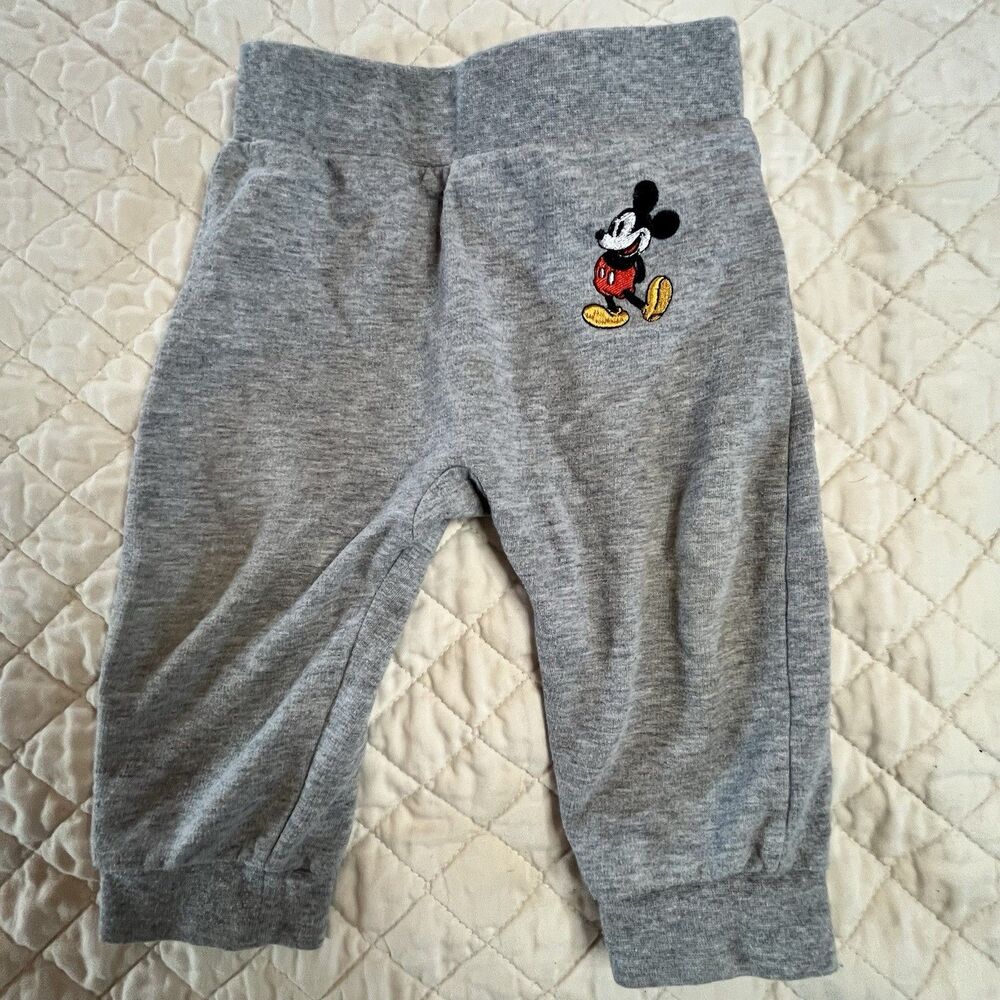 Disney Parks Mickey Mouse Grey Sweat Pants Joggers Youth Size 12 M EUC